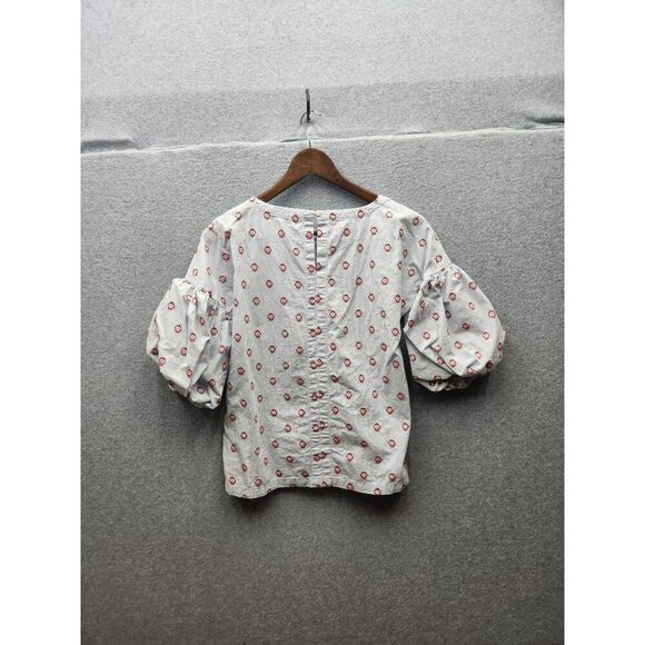 Loft XS Floral Puff Sleeve Cotton Top - Picture 5 of 5
